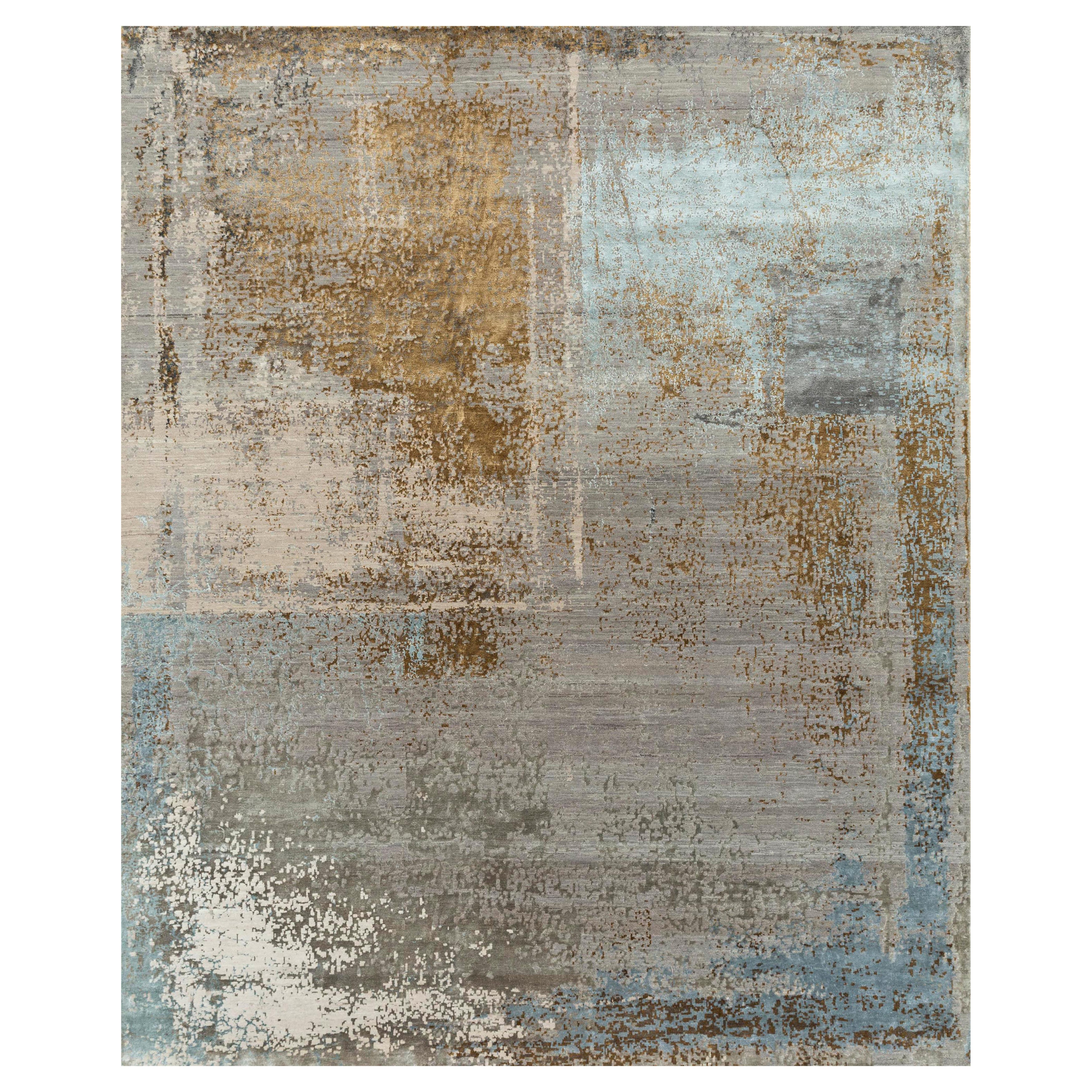 Jaipur Rugs Tapis noué à la main Laine et soie de bambou Gris et noir Tapis moderne