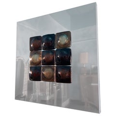 Mid-Century Modern Inspired Mirror Sculpture Glass and Steel by Amanda Malm