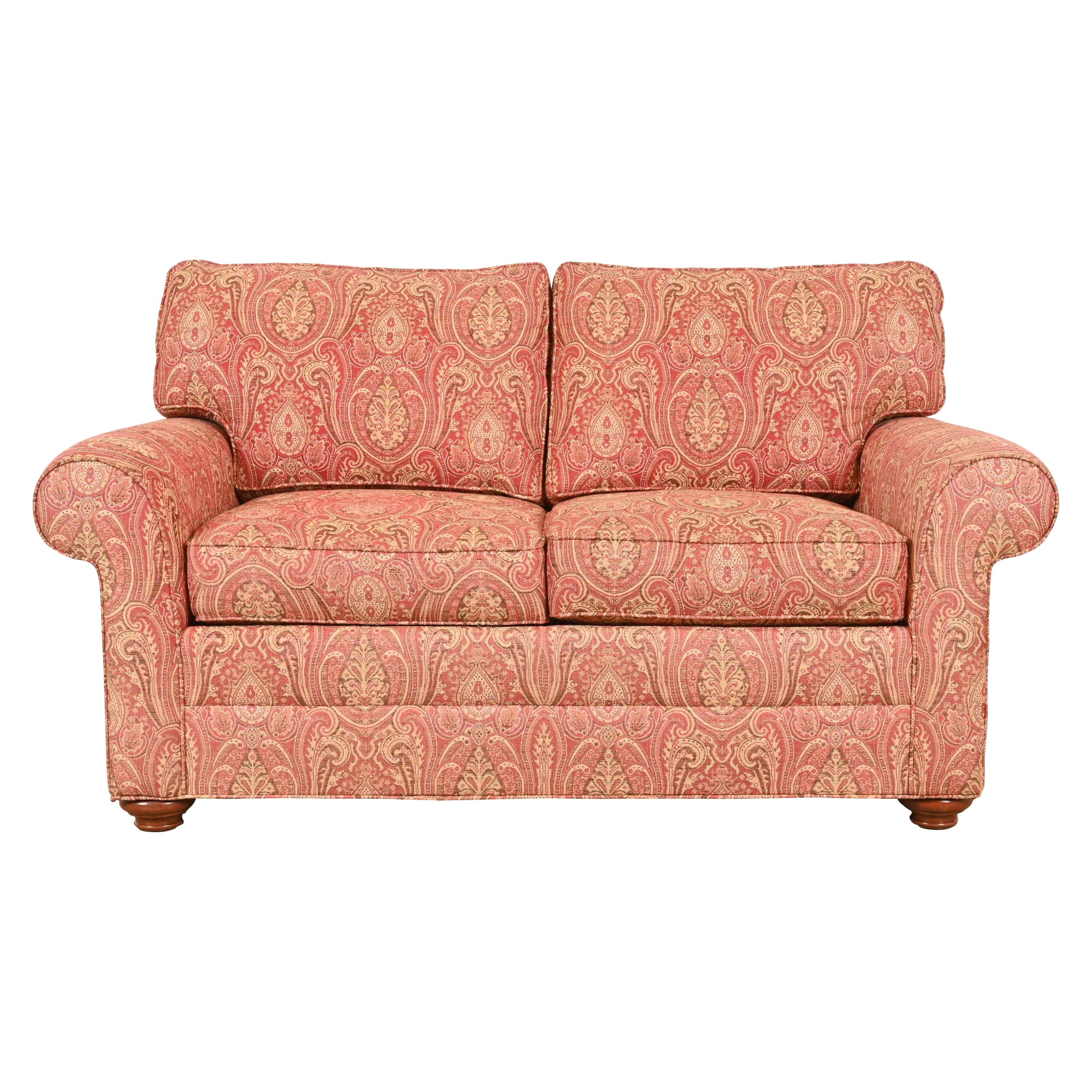 Contemporary Paisley Upholstered Loveseat For Sale