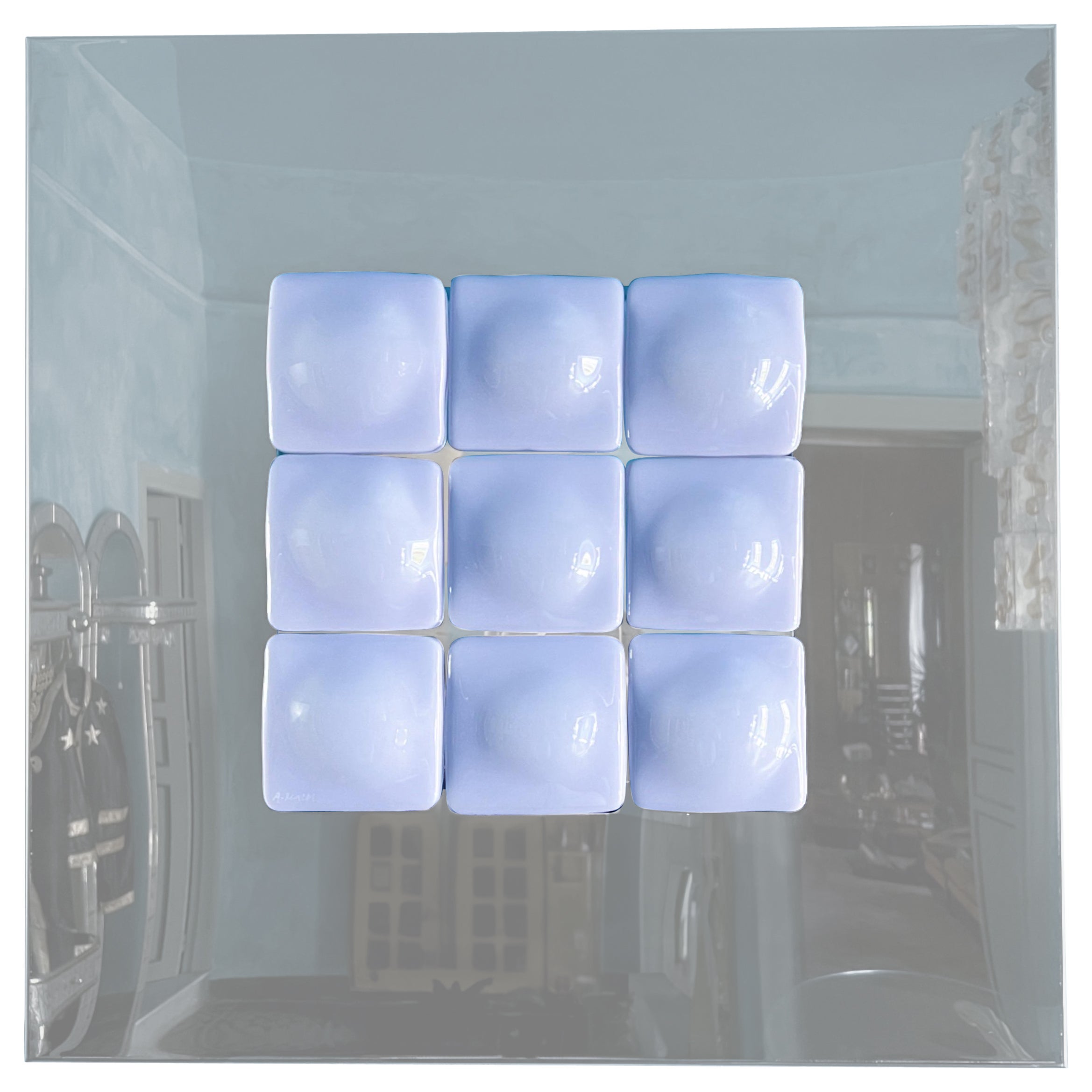 Mid-Century Modern Inspired Mirror Sculpture Glass and Steel by Amanda Malm'