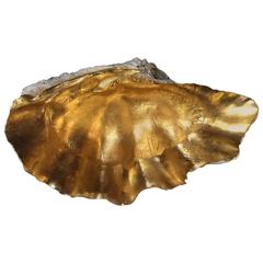 Impressive Large Clam Shell with Gold Leaf Interior