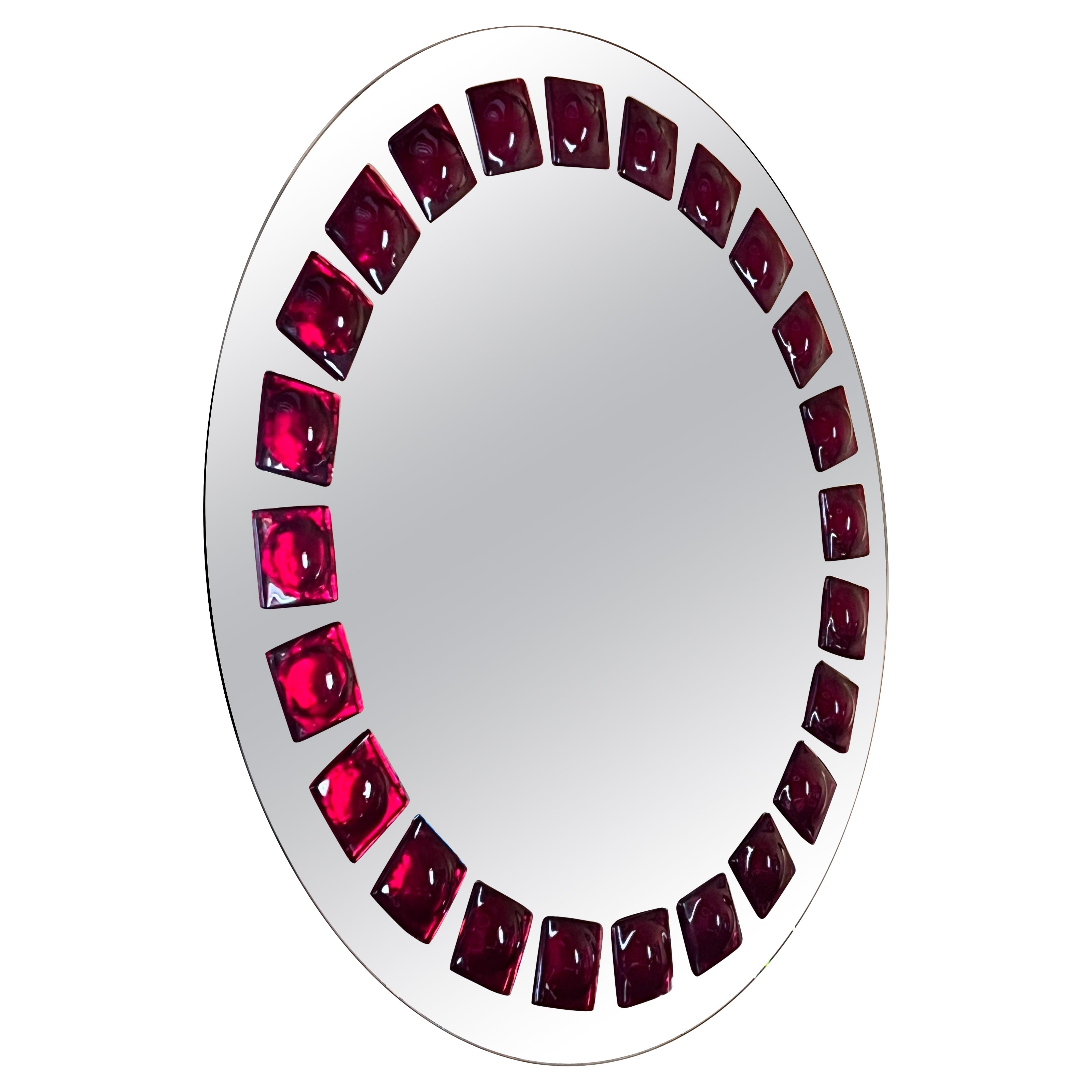 Mid-Century Modern Inspired Wall Mirror in red by Swedish artist Amanda Malm'