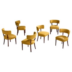 Gilbert Rohde, Dining Room Chairs, Wood, Fabric, USA, 1930s