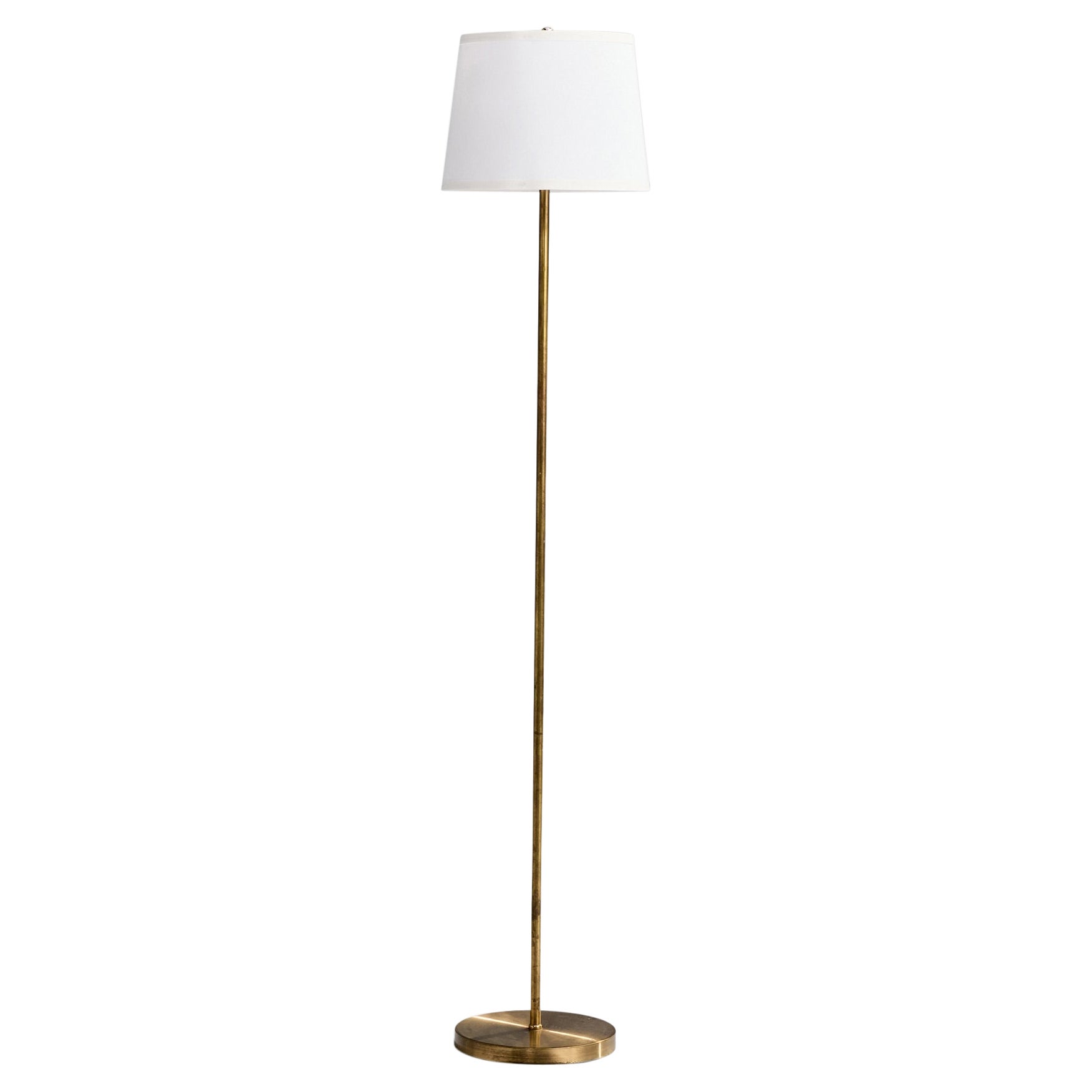 Nordiska Kompaniet, Floor Lamp, Brass, Fabric, Sweden, 1940s
