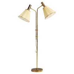 Bergboms, Floor Lamp, Brass, Fabric, Sweden, 1970s