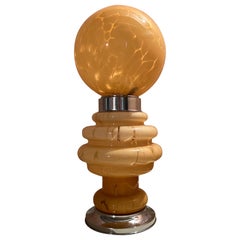 1970s Carlo Nason Beige Swirled Glass Table Lamp for Mazzega