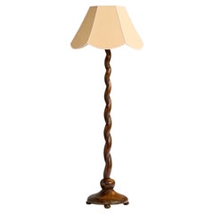 Schwedische Designerin, Stehlampe, Birke, Stoff, Schweden, 1930er Jahre