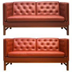 Freestanding Two-Seat Sofas with Button Fitted Cushions by Erik Ole Jørgensen