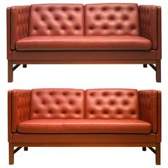 Freestanding Two-Seat Sofas with Button Fitted Cushions by Erik Ole Jørgensen 1