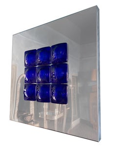 Mid-Century Modern Inspired Mirror Sculpture Glass and Steel by Amanda Malm'