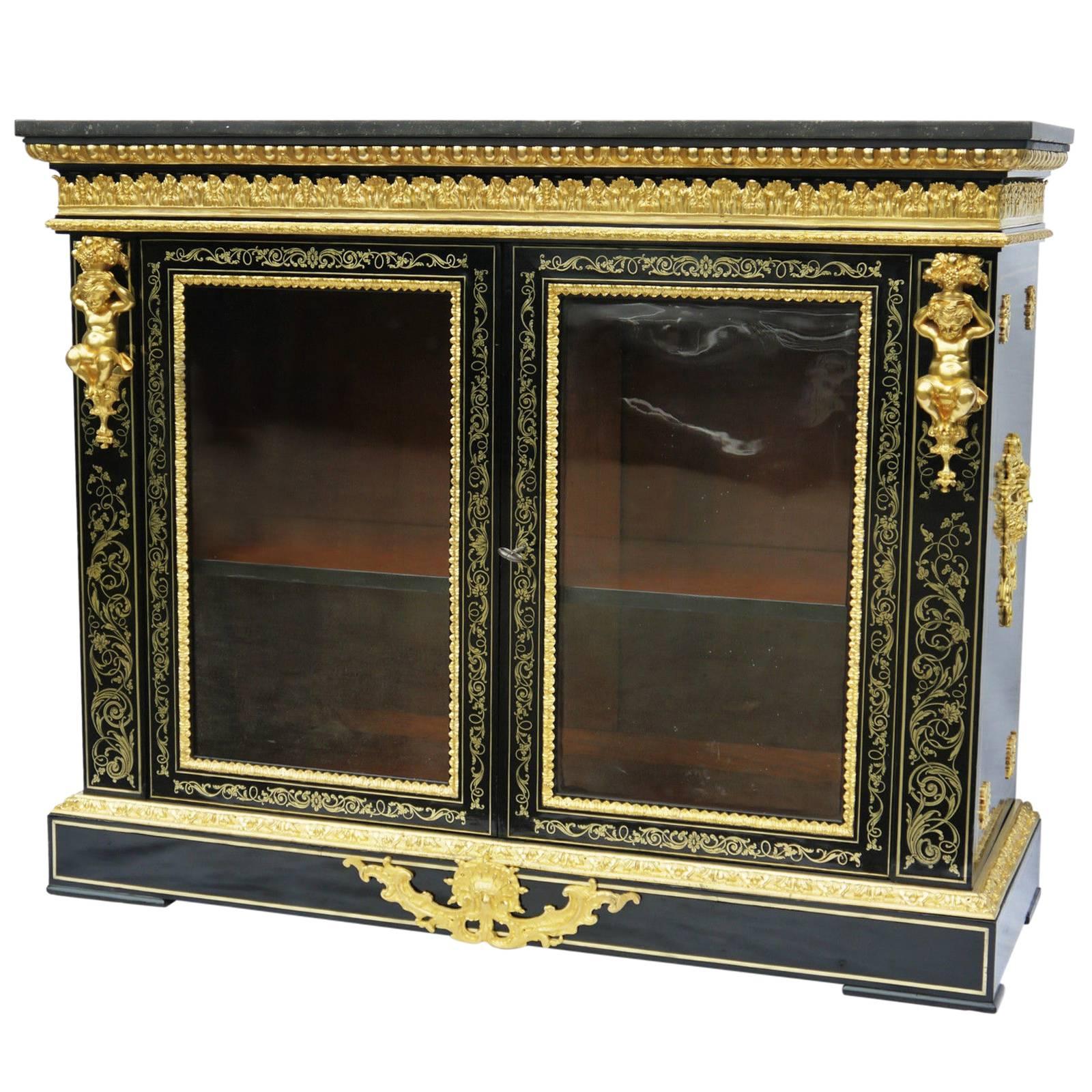 Buffet in Louis XIV Style Boulle Marquetry and Gilded Bronze, circa 1780-1800