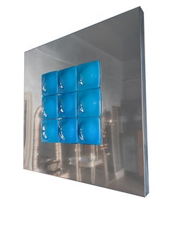 Mid-Century Modern Inspired Mirror Sculpture Glass and Steel by Amanda Malm'