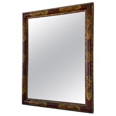 Miroir rouge laqué vénitien italien du 19e siècle