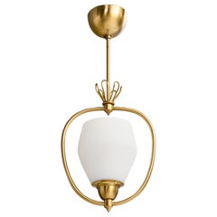 Designer svedese, lampada a sospensione, ottone, vetro, Svezia, anni '1950