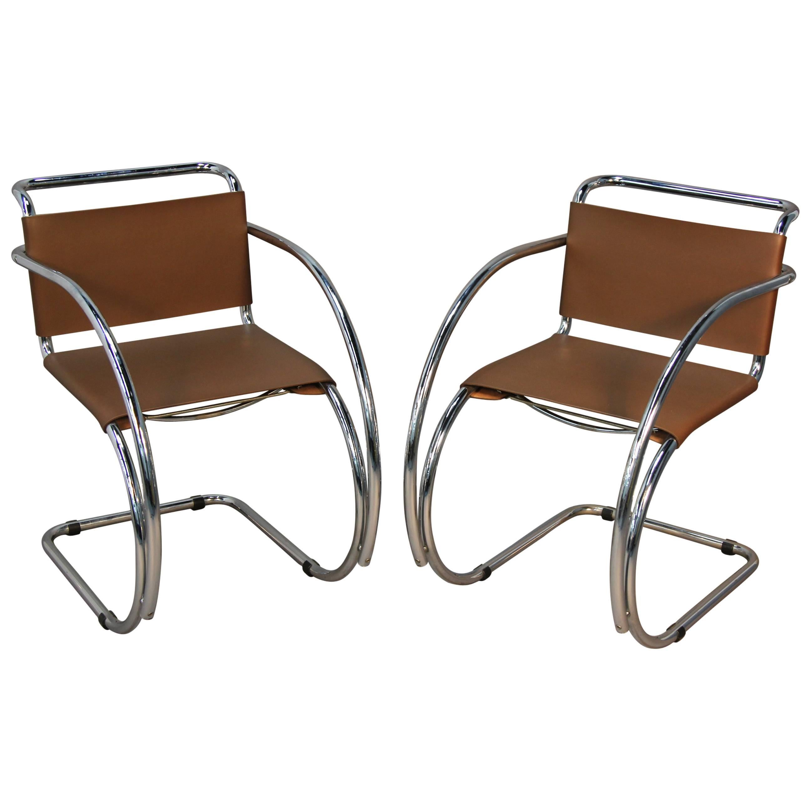 Pair of Ludwig Mies van der Rohe Mr20 Armchairs For Sale
