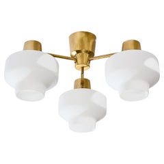 ASEA, Chandelier, Brass, Glass, Sweden, 1950s