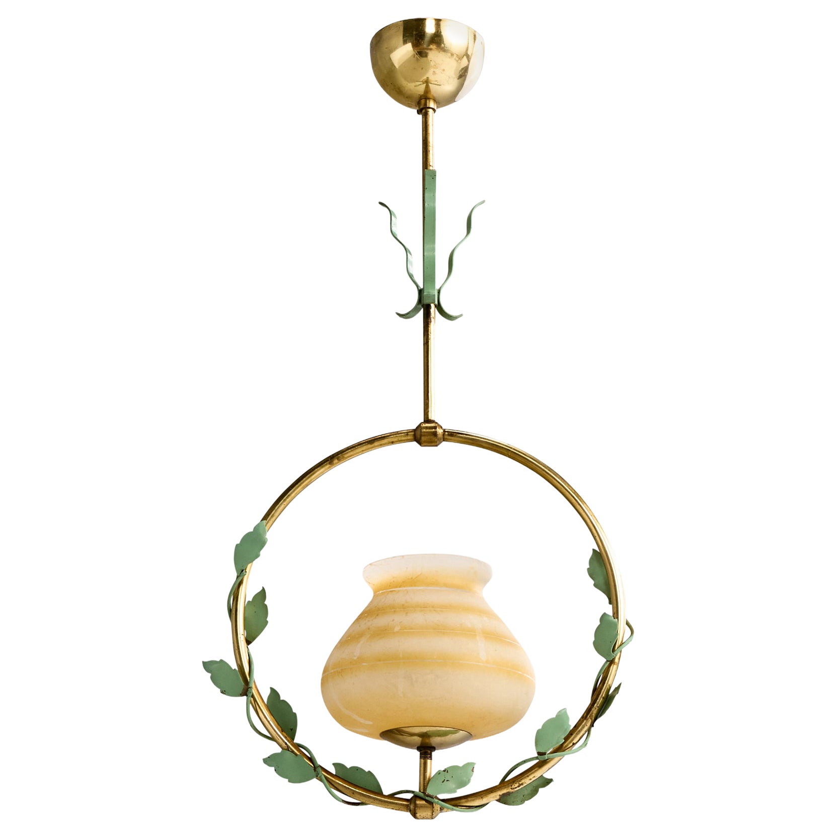 Nybro Armaturfabrik, Lampada a sospensione, Ottone, Metallo, Vetro, Svezia, anni '50