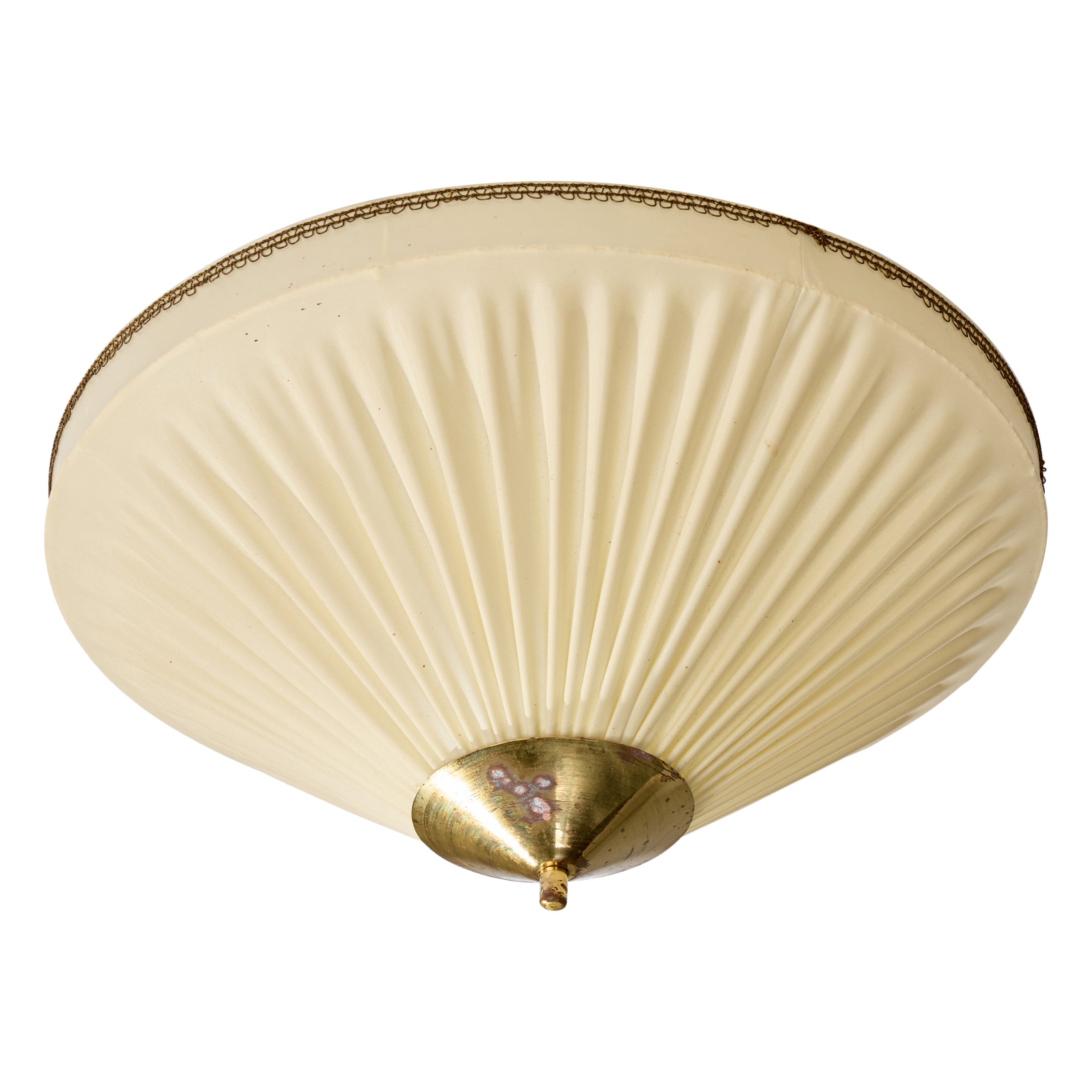 Valinte, Flush Mount, Fabric, Brass, Finland, 1950s