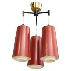 Swedish Designer, Chandelier, Brass, Metal, Sweden, 1950s