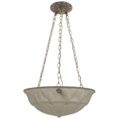 French Art Deco Frosted Glass Bowl Pendant Chandelier
