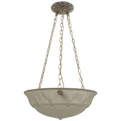 1920s French Art Deco Frosted Glass Pendant Chandelier 2