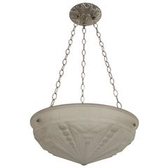 1920s French Art Deco Frosted Glass Pendant Chandelier 3