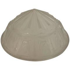 1920s French Art Deco Frosted Glass Pendant Chandelier by Muller Frères 4