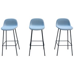 Taburetes de bar de fibra con respaldo Danish Modern Iskos-Berlin for Muuto - Juego de 3