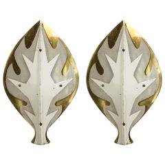 Pair of Large "Leaf" Sconces