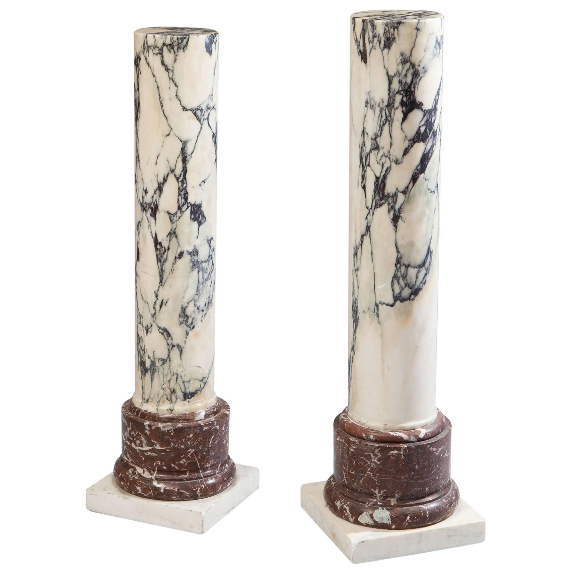 Pair of 19th Century Well Figured Marble Columns