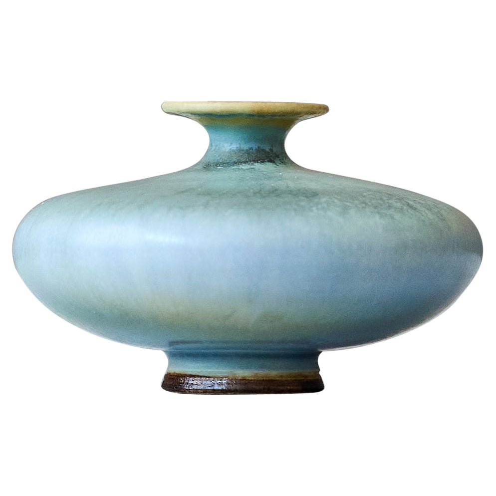 Vaso in miniatura in gres blu di Berndt Friberg. Studio A Gustavsberg Svezia 1960