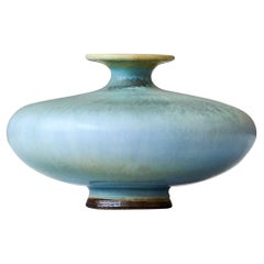 Blue Stoneware Miniature Vase by Berndt Friberg. Gustavsberg Studio Sweden 1960s