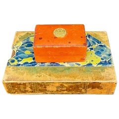 Italian Florentine Mid-Century Leather Box with Insignia Emblem