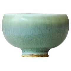 Green Stoneware Miniature Bowl by Berndt Friberg. Gustavsberg, Sweden, 1960s