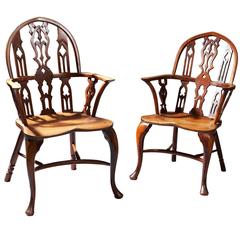 Antique Pair of Gothic 19th Century Windsor Chairs