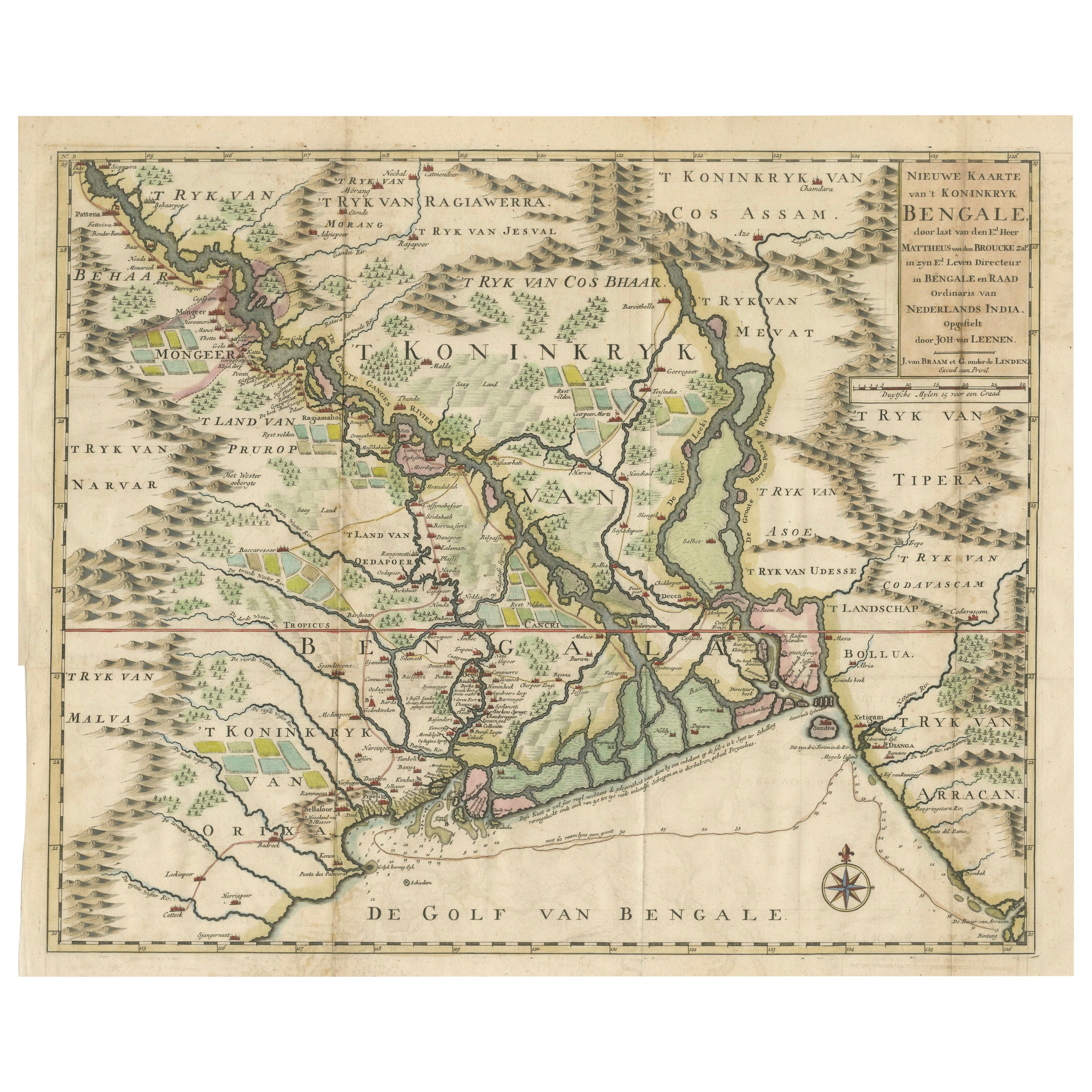 1726 Map of Bengal by Van der Aa after Valentijn – Dutch East Indies For Sale