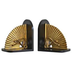 Pair of Hollywood Regency Brass Bookends 2