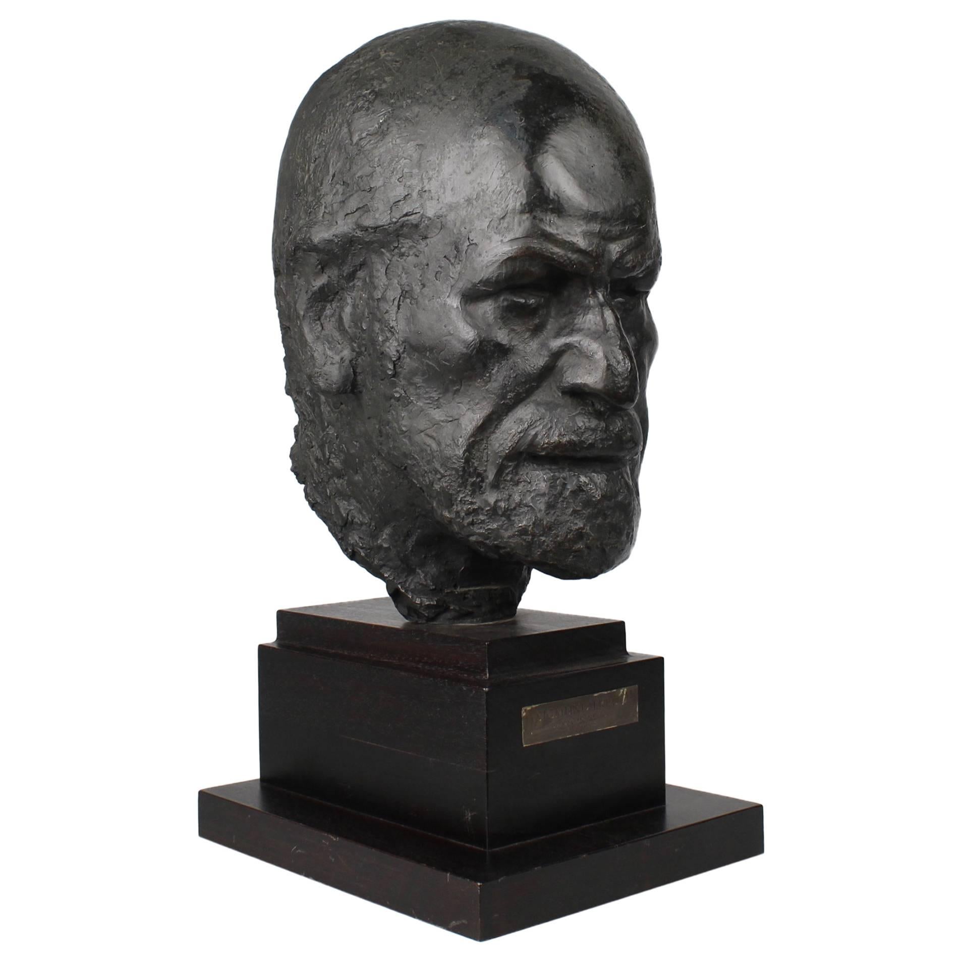 Large Bronze Sculpture or Bust of Psychoanalyst Sigmund Freud by Oscar Nemon