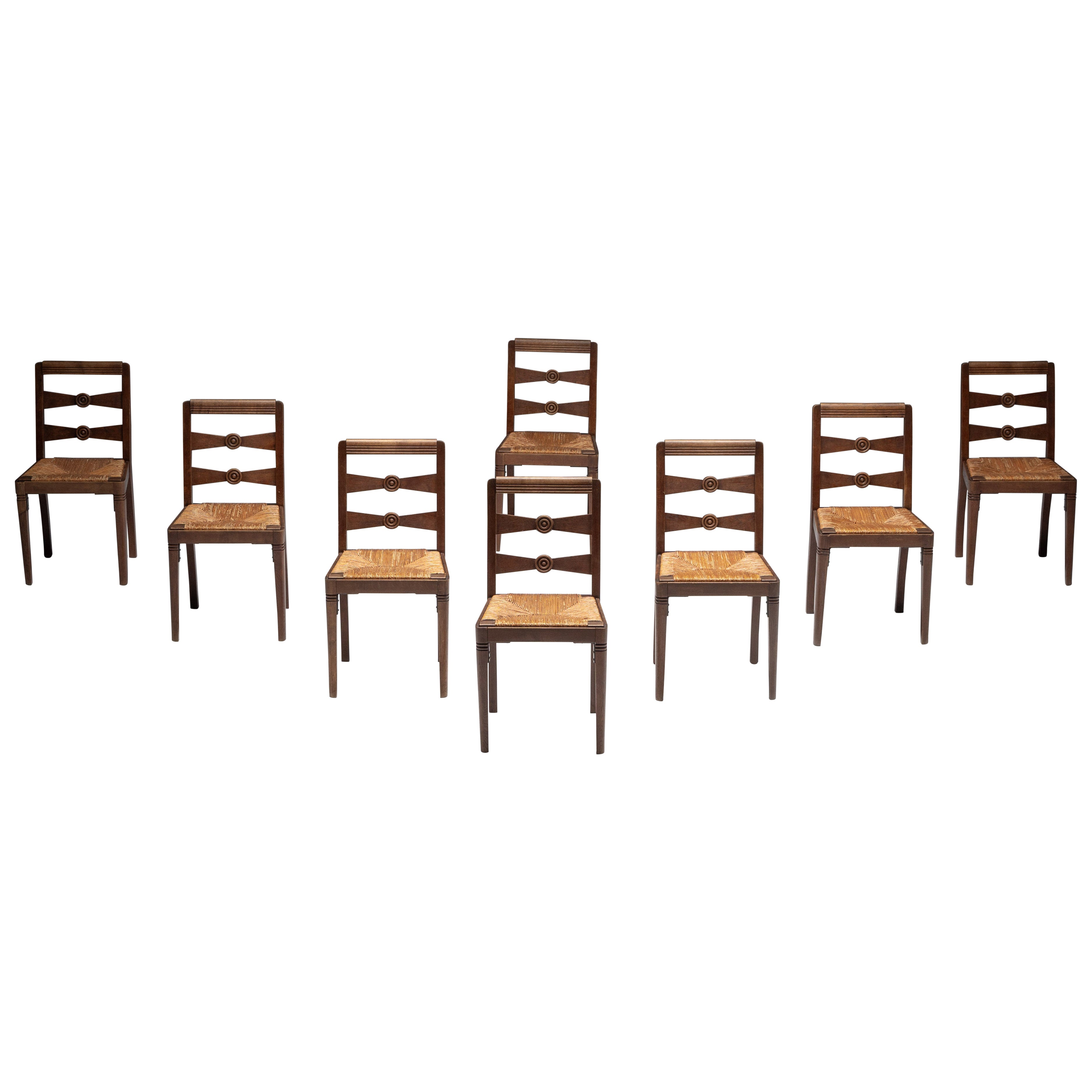 Art Deco Dining Chairs by Charles Dudouyt, France, 1940s
