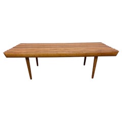 Mid-Century Modern Walnut Slat Bench Coffee Table