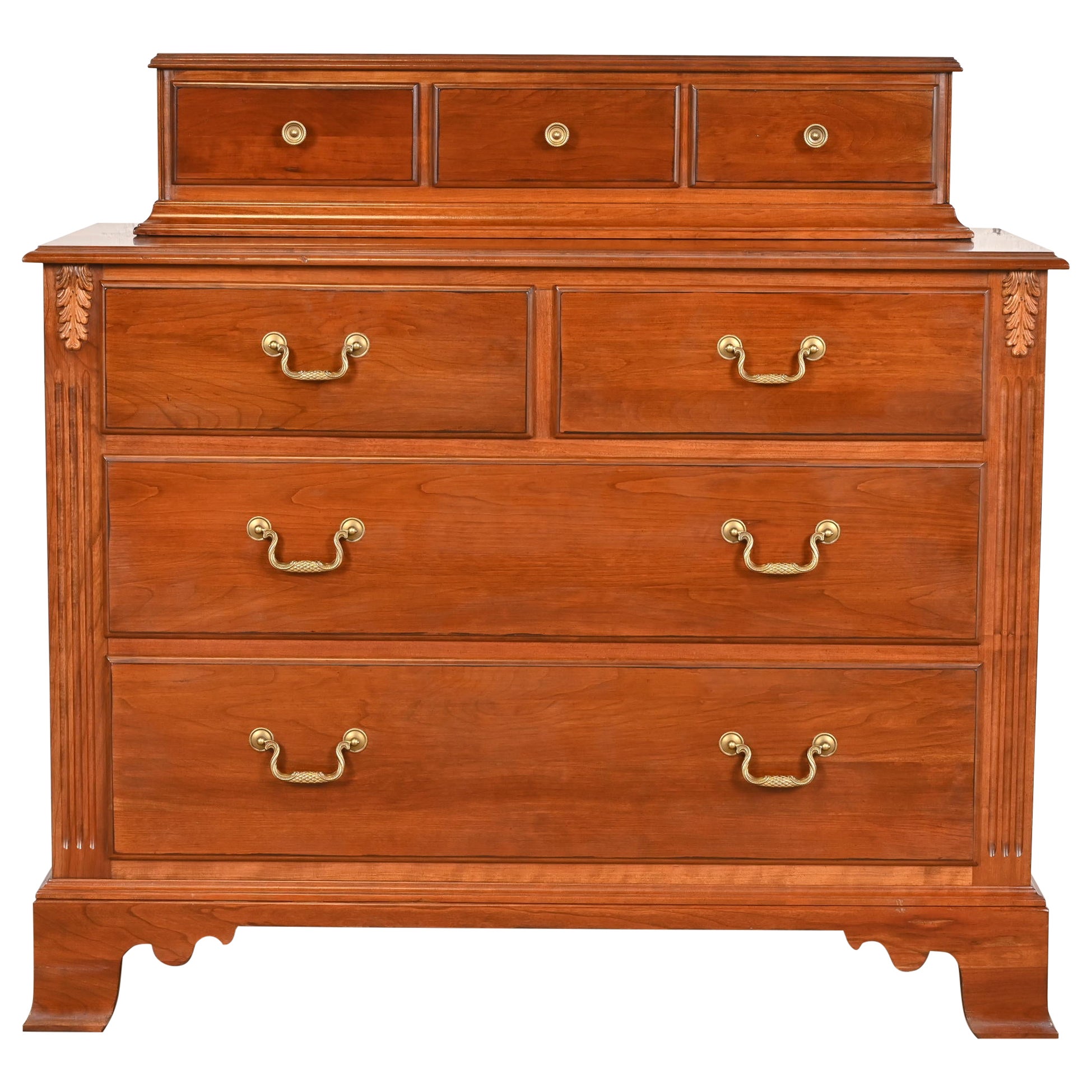 Georgian Solid Cherry Wood Dresser or Chest of Drawers For Sale