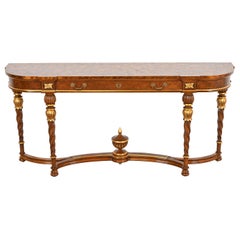 Karges French Regency Louis XVI Burled Walnut and Gold Gilt Console Table