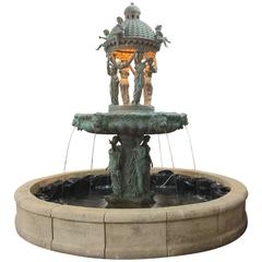 Fontaine en bronze avec becs en tête de lion