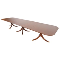 Baker Furniture Style Georgian Mahogany Monumental Pedestal Dining Table