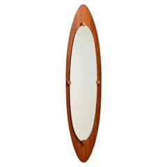 1950 Italian Mid Century Modern Design Teak Wood Wall Mirror