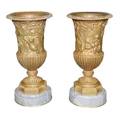 Pair of French Gilt Bronze Vases