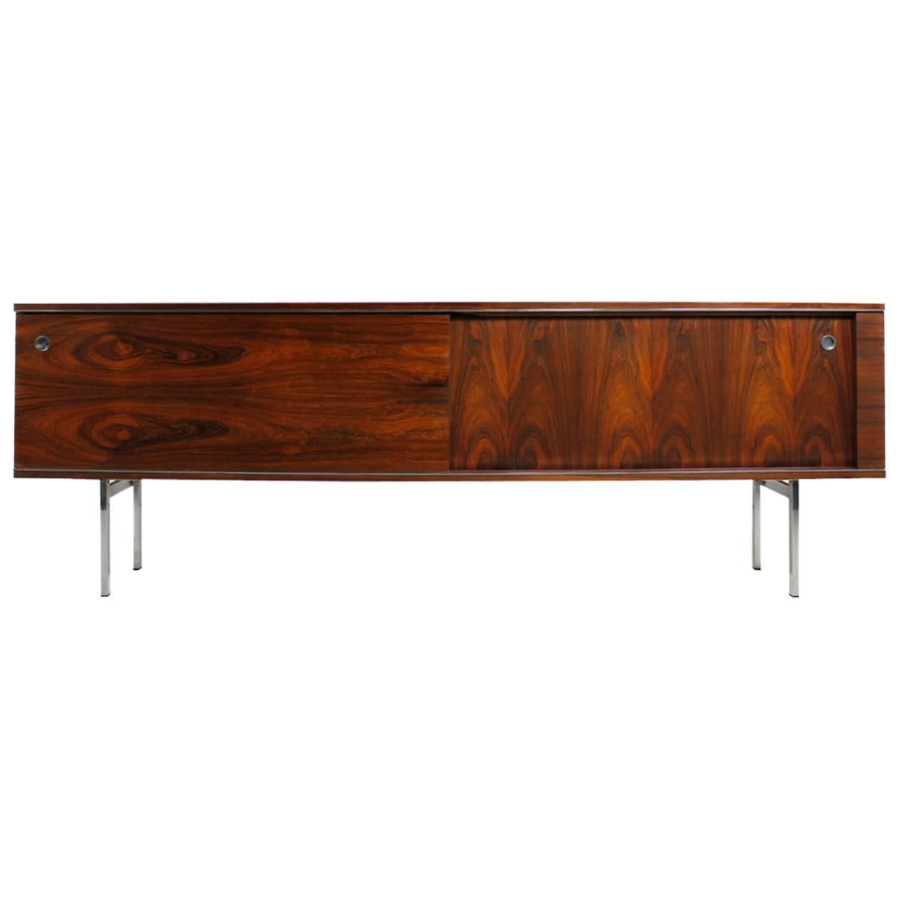 Rare 1960s Martin Visser Minimalist Rosewood Sideboard Reversible Doors Metal For Sale