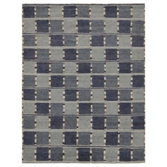 Rug & Kilim’s “High” Scandinavian Style Rug with Blue Geometric Patterns