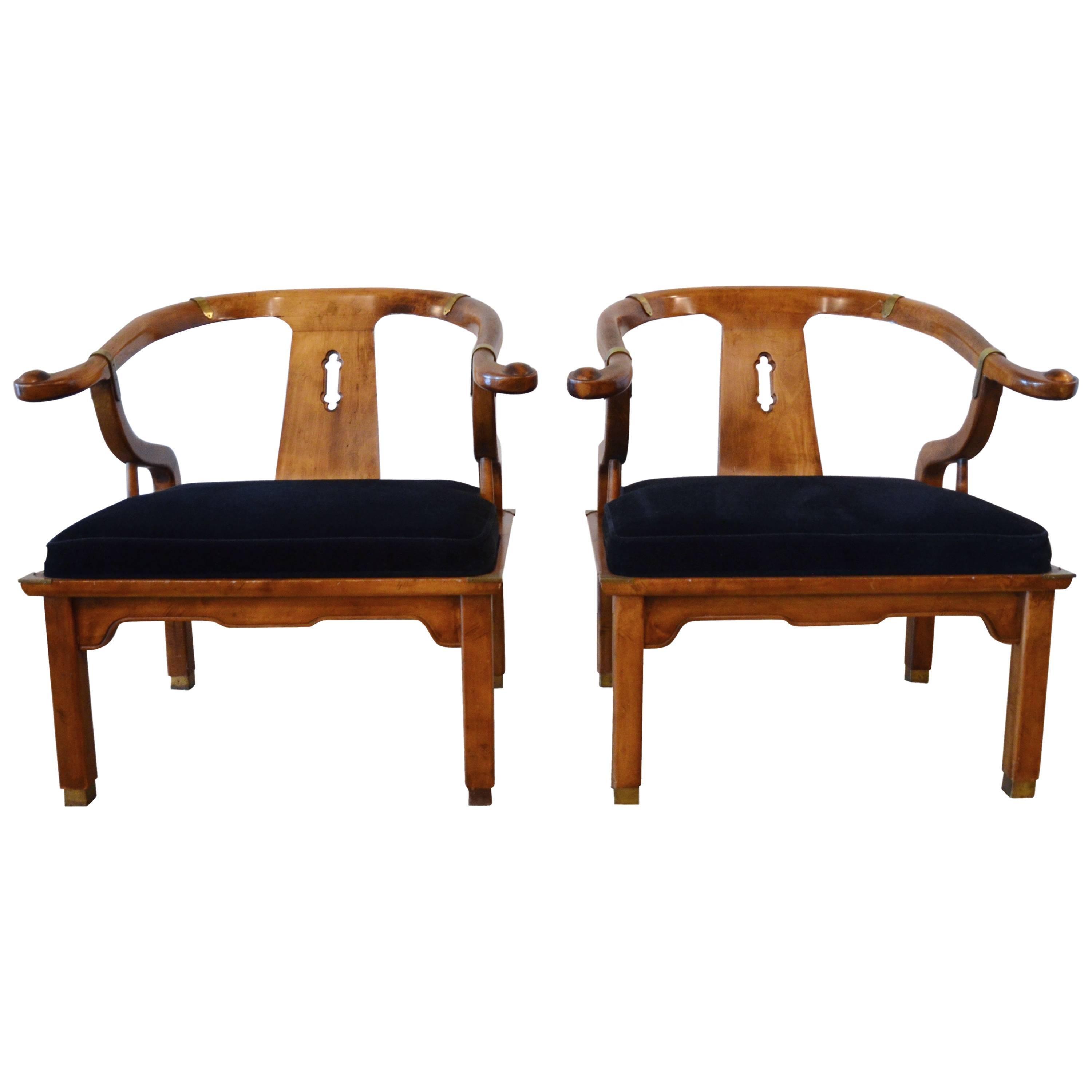James Mont Style Chairs in Mohair, Pair