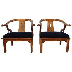 James Mont Style Chairs in Mohair, Pair